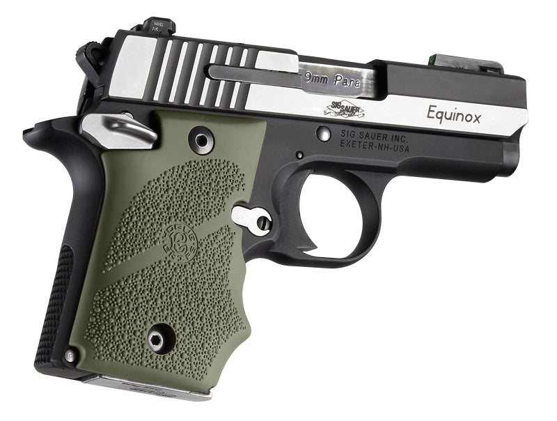 Hogue 98081 Sig Sauer P938 Ambi Safety Rubber Grip With Finger Grooves Od Green
