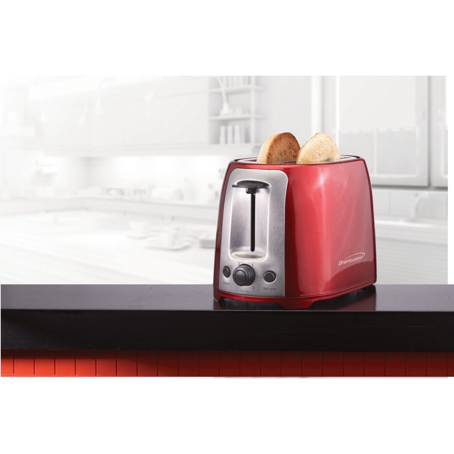 Brentwood Appl. TS-292R 2-Slice Cool-Touch Toaster w/Extra-Wide Slots