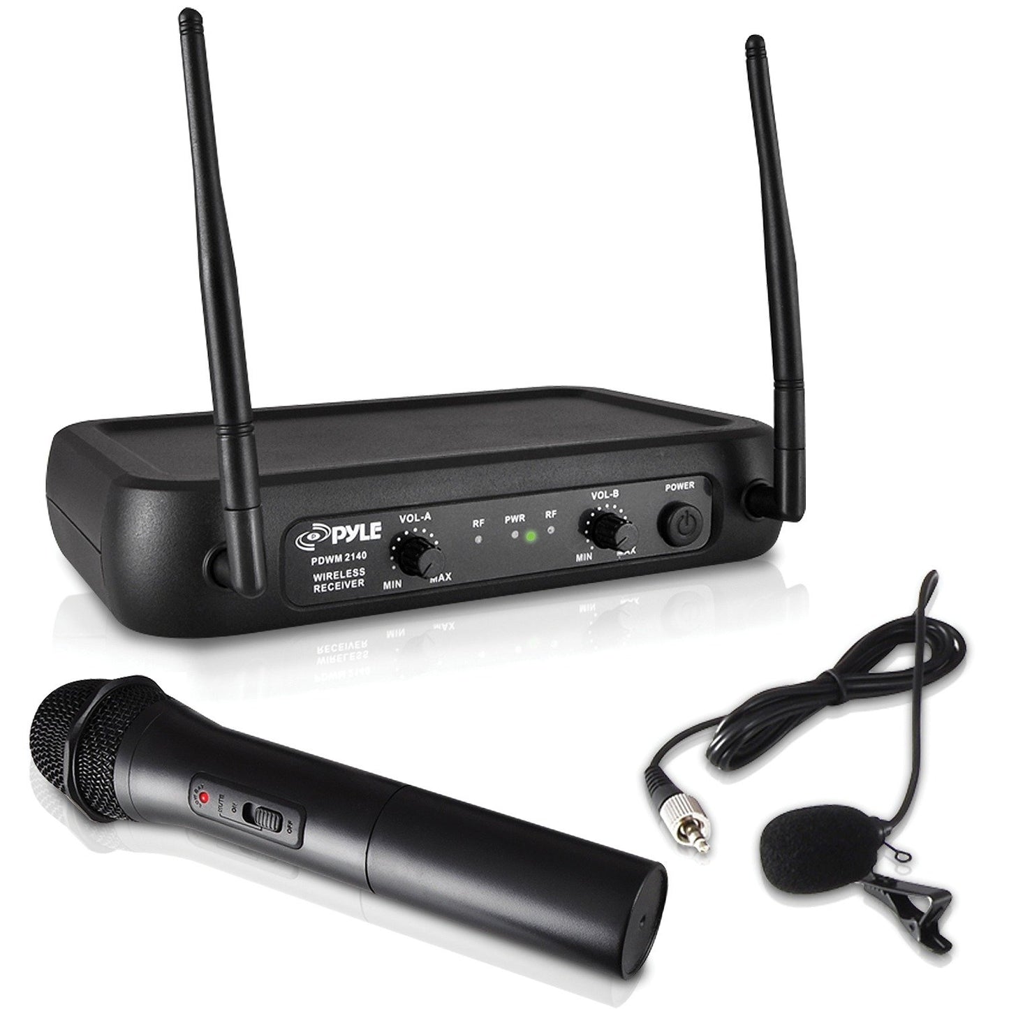 Pyle PDWM2140 Dual-Channel Fixed-Frequency VHF Wireless Microphone System