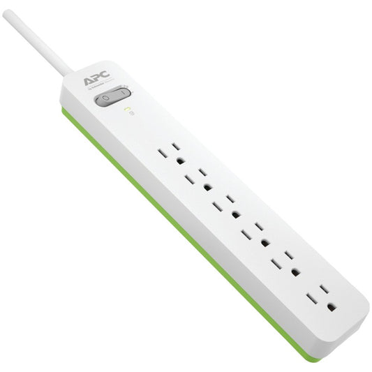 APC PE66W 6-Outlet SurgeArrest® Surge Protector, 6ft Cord (White)