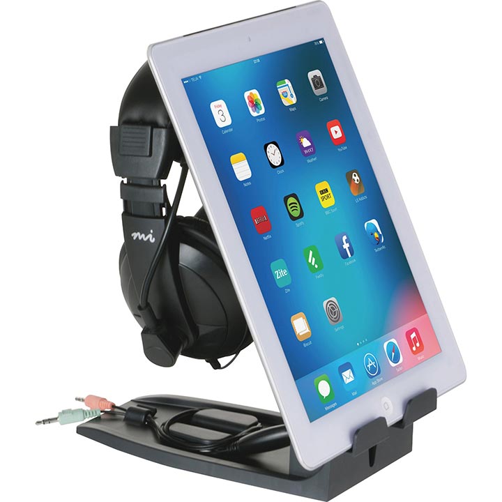 Allsop 31661 Headset Hangout Univ Headphone Stand Tablet Holder Adjustable