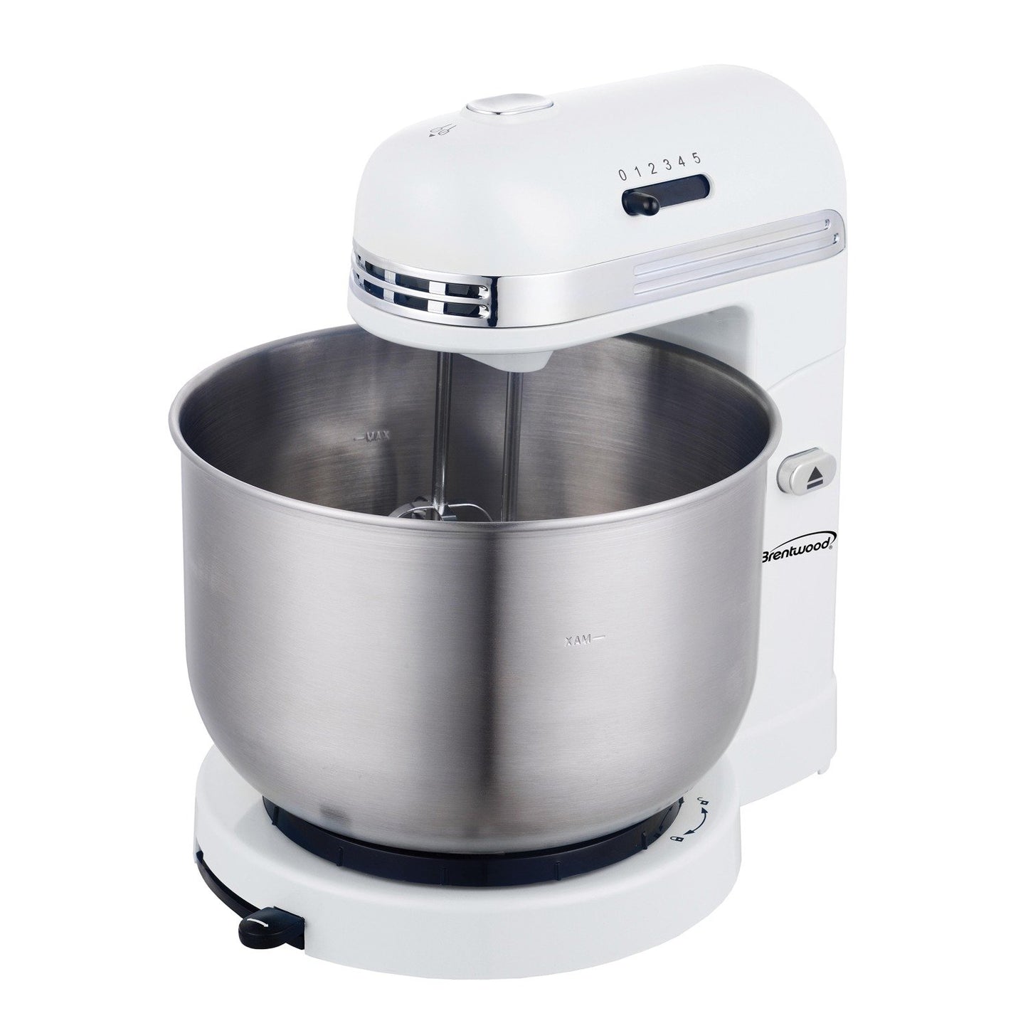 Brentwood Appl. SM-1162W 5-Speed Stand Mixer w/3qt. S.Steel Mixing Bowl (White)