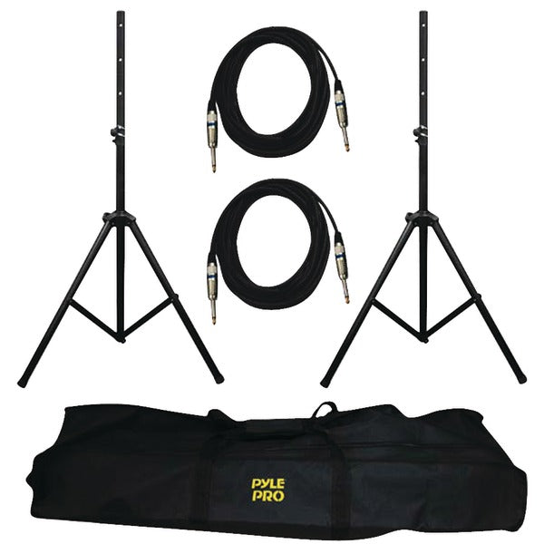 Pyle Pro PMDK102 Heavy-Duty Aluminum Dual Speaker Stand and 1/4'' Phono Cable Kit