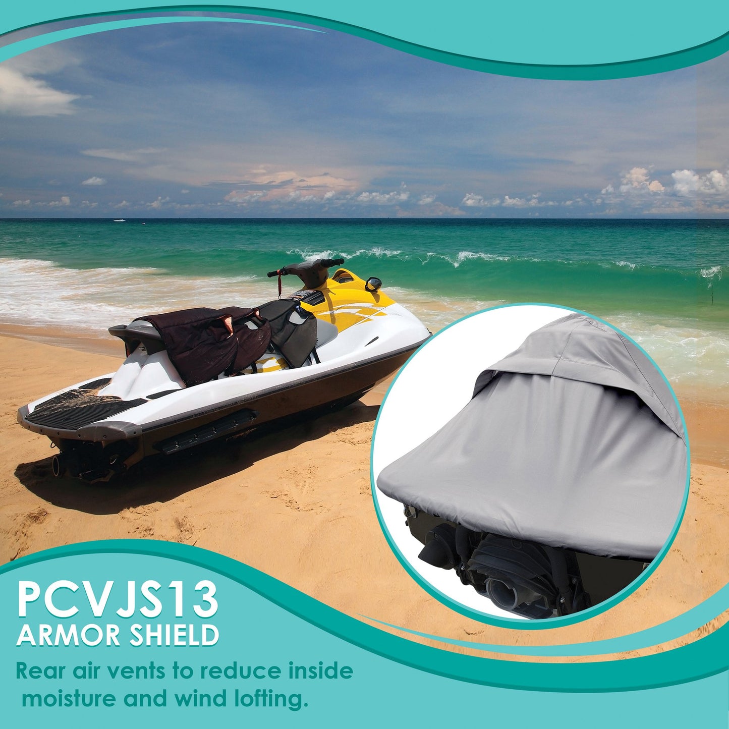 PYLE PCVJS13 Armor Shield Personal Watercraft Cover (127 Inches to 138 Inches)
