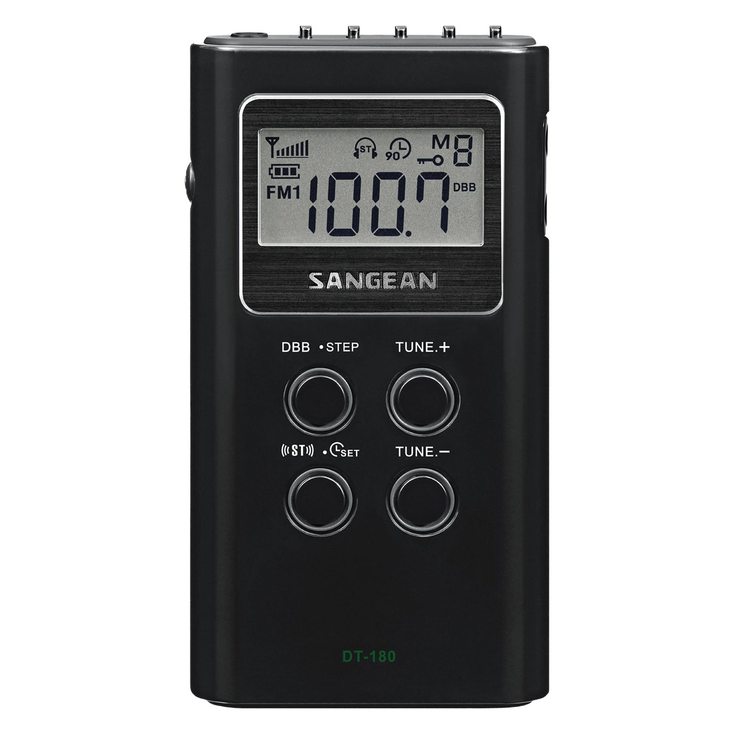 SANGEAN SNGDT180B Portable Pocket AM/FM Digital Clock Radio (Black)