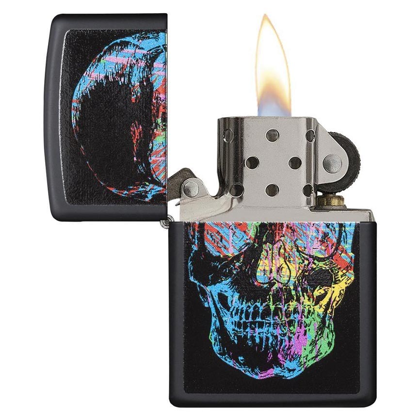 Zippo 28042 Windproof Lighter Colorful Skull, Black Matte