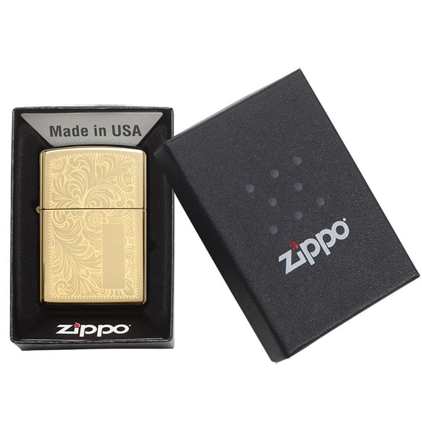 Zippo 352B Windproof Lighter Venetian, High Polish Brass