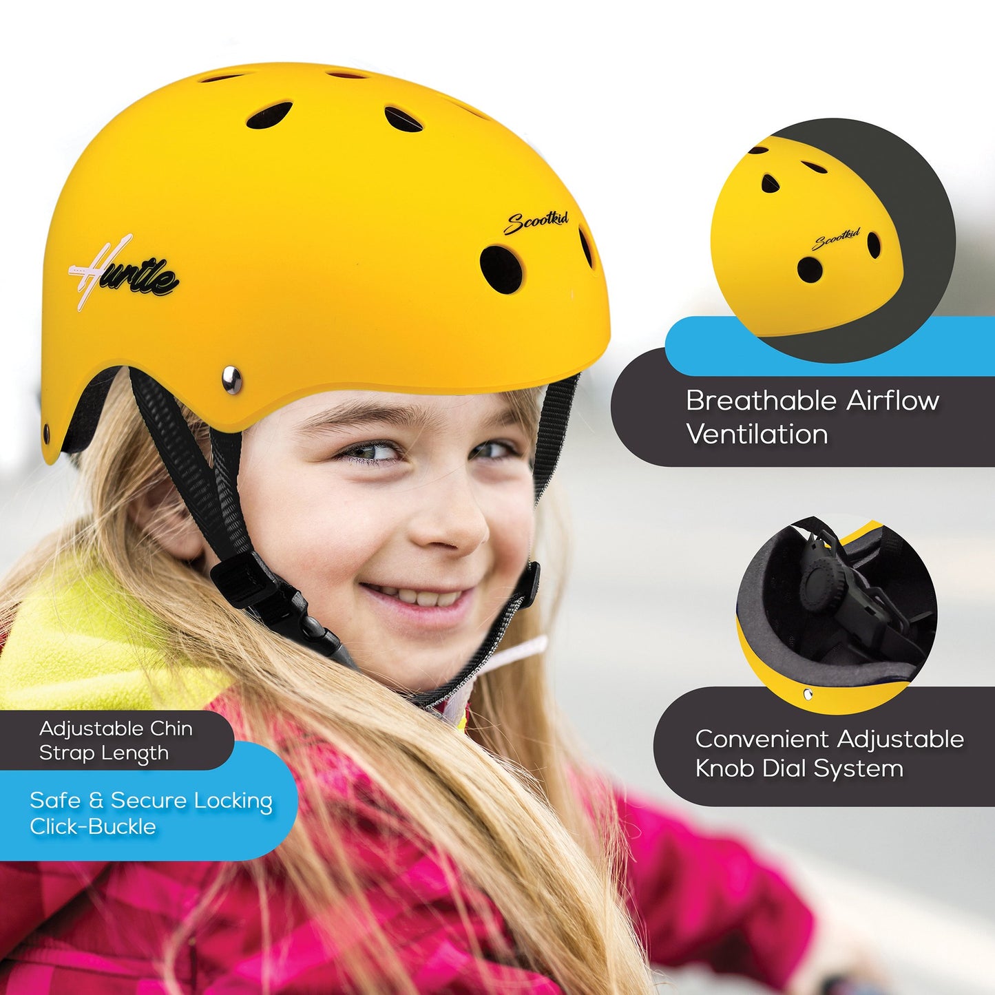 Hurtle HURHLY28 ScootKid Children’s Safety Bike Helmet (Yellow)