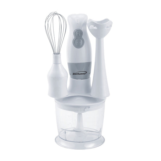 Brentwood App. HB-38W 2 Speed Hand Blender & Food Processor w/Whisk (White)