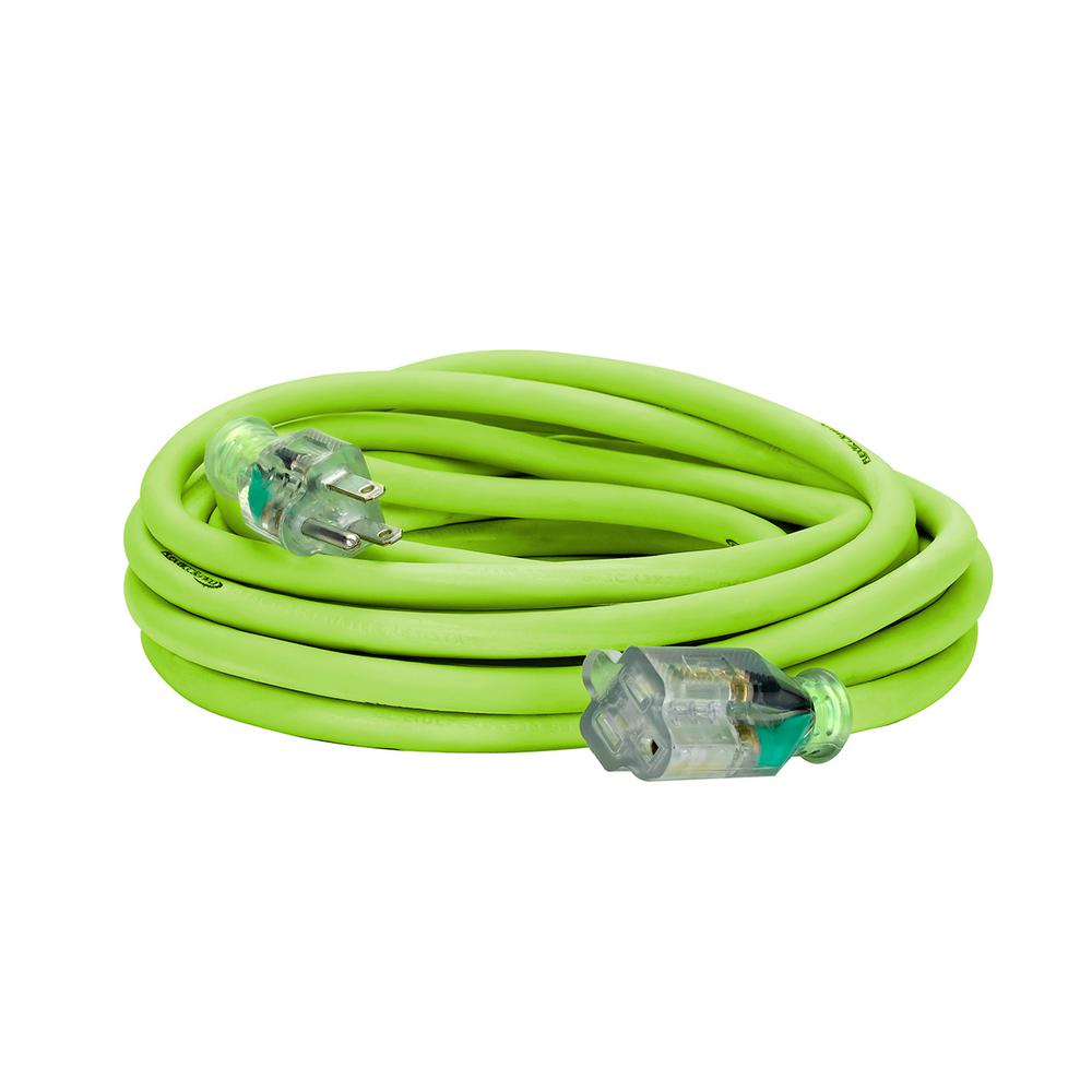 Flexzilla FZ512825 Pro Extension Cord 12/3 Awg Sjtw 25Ft Outdoor Lighted Plug