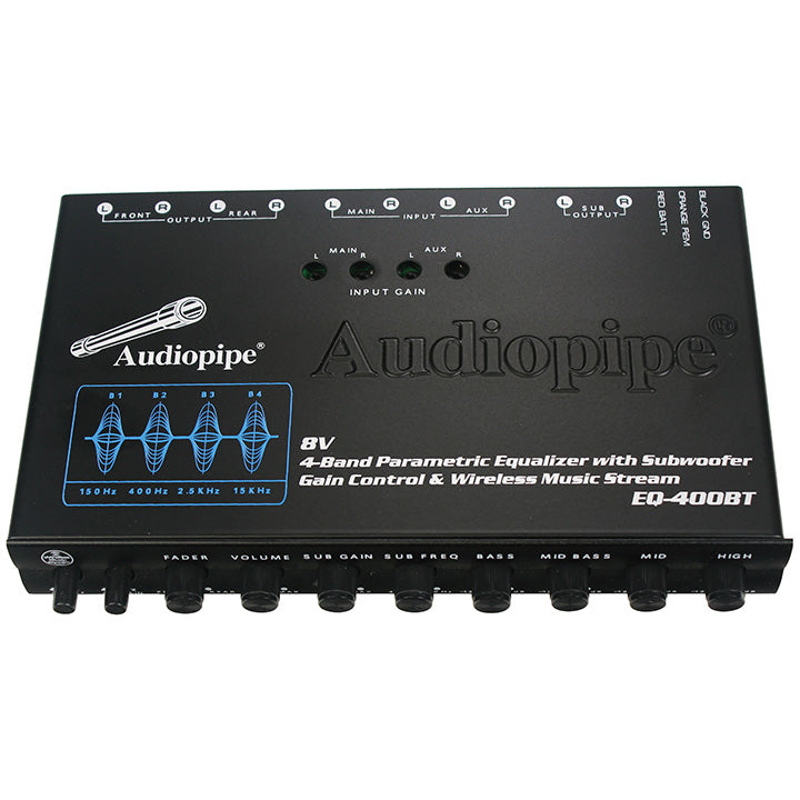Audiopipe EQ400BT 4 Band Stereo Equalizer/Crossover with Bluetooth 9 volt output