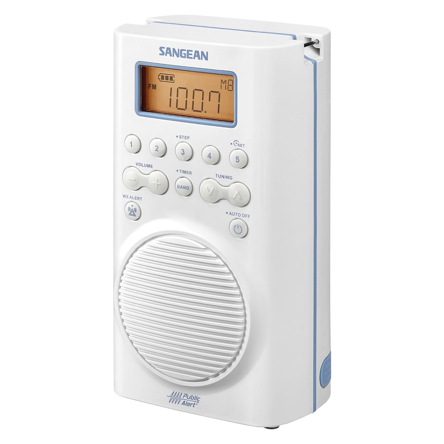 SANGEAN SNGH205 Portable 3-Band AM/FM Waterproof Shower Clock Radio