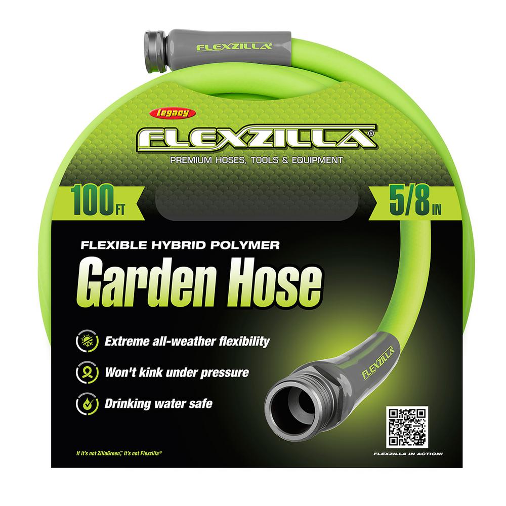 Flexzilla HFZG5100YW Garden Hose 5/8In X 100Ft 3/4In   11 1/2 Ght Fittings