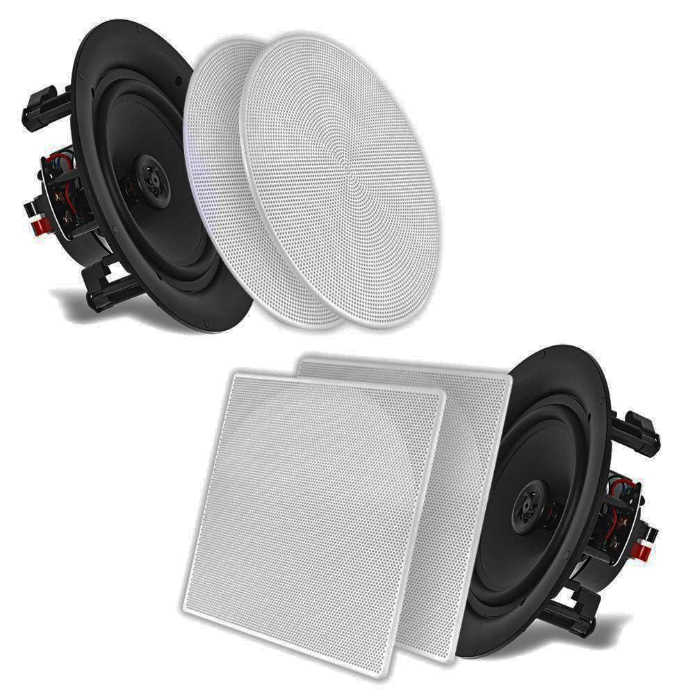 Pyle PDIC106 10" In-Wall / In-Ceiling Dual Stereo Speakers 250 Watt 2-Way Flush Mount White (Pair)