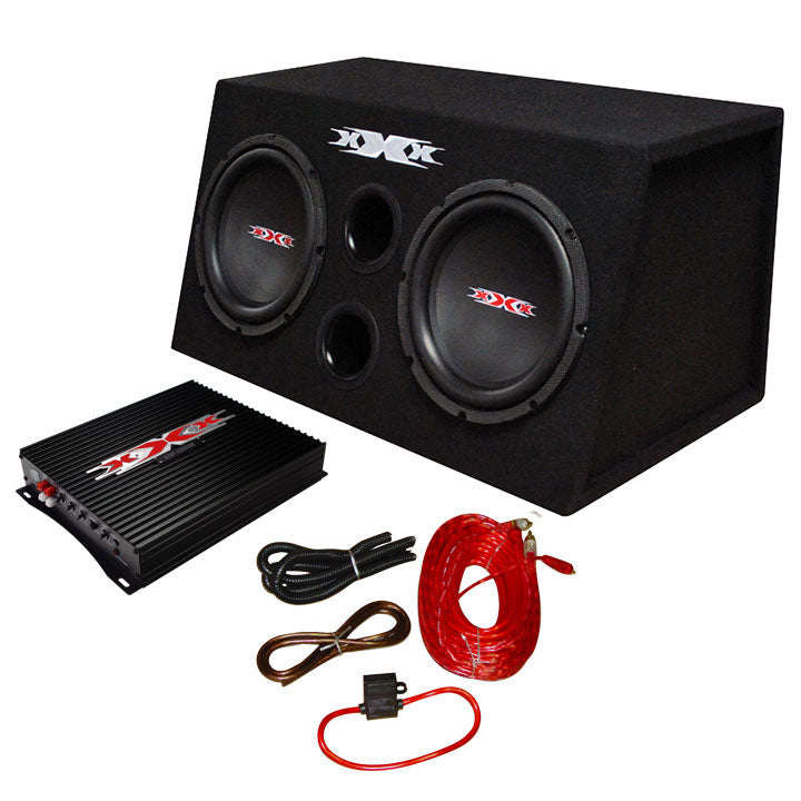 XXX XBX1000B Bass Pkg. 10 Inches W/Amp + Amp Kit. Black Woofers