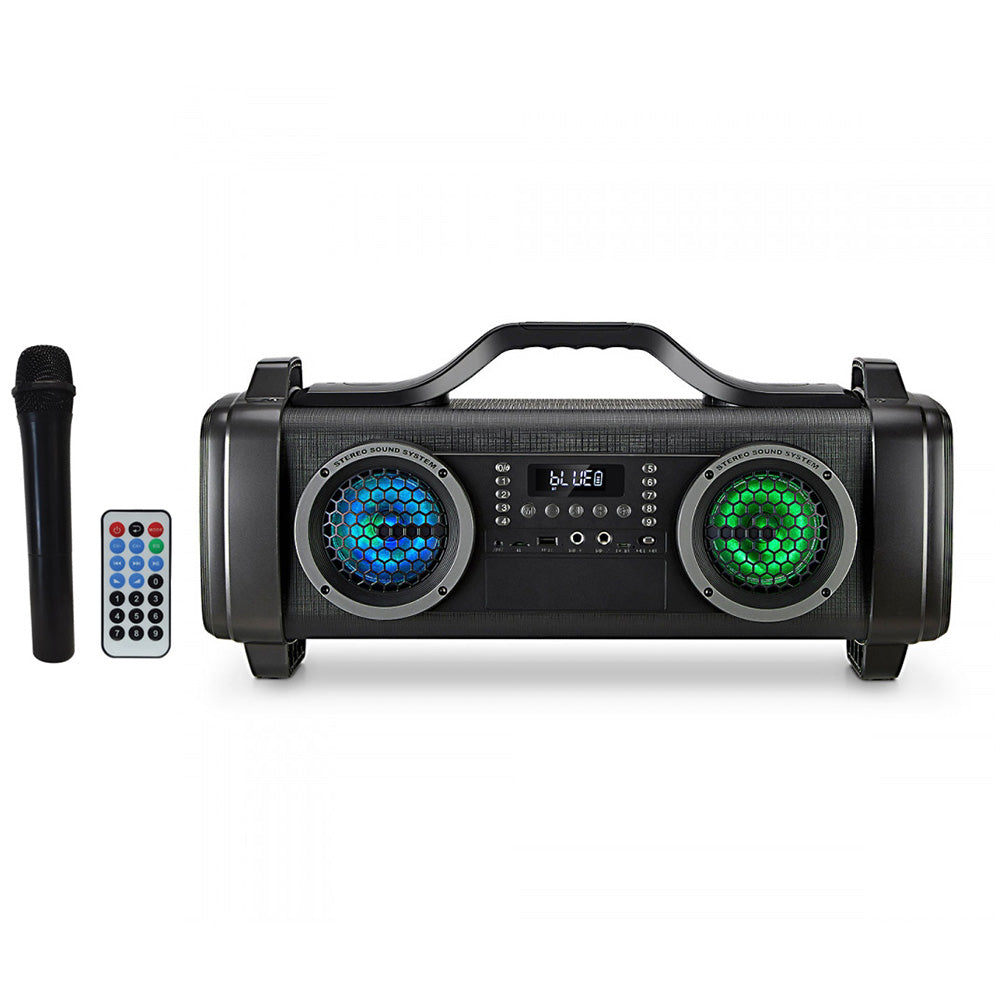 Axess 2- 4" Bluetooth Speaker - 300 Watts LED Lights 1 Wireless MicUSBAux InFM Radio