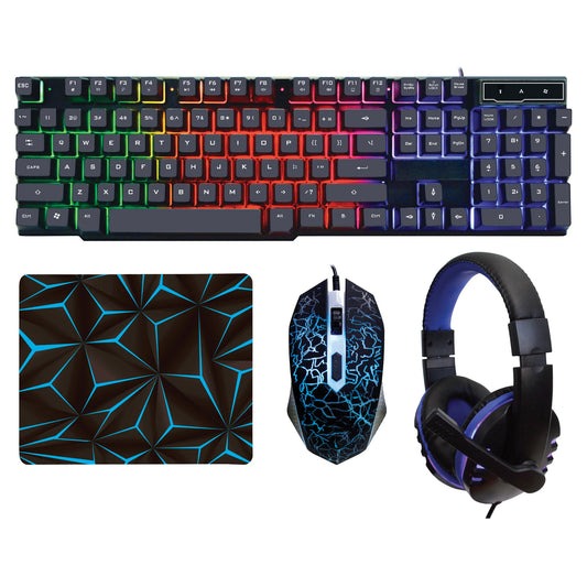 Naxa NG-5000 4pc Pro Gaming Combo w/Keyboard, Mouse Headphones & Mousepad (Blue)