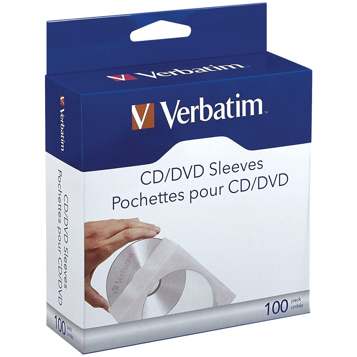 Verbatim 49976 CD/DVD Paper Sleeves with Clear Window, 100 pk