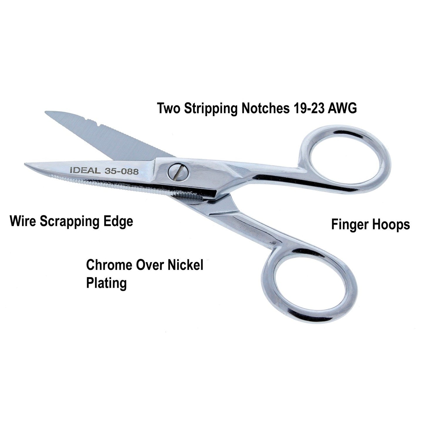 Ideal 35-088 Electrician's Scissors w/Stripping Notch