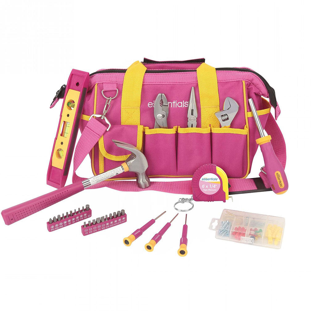Great Neck 21043 32-Piece Essentials Around the House Tool Set in Pink Bag