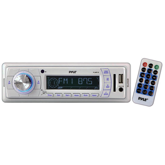 Pyle PLMR18 Stereo Radio Headunit Receiver, Aux (3.5mm) MP3 Input, USB Flash & SD Card Readers, Remote Control, Single DIN