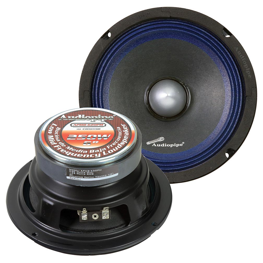 Audiopipe APMB620PM Low Mid Frequency Loudspeaker 6" 250W Max Each