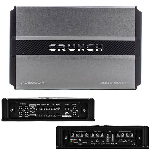 Crunch PD 2000.4 Power Drive Bridgeable Amplifier 2000 Watts Class Ab 4 ch