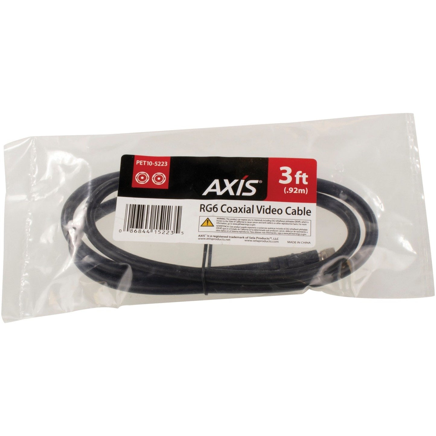 AXIS PET10-5223 Cable Rg6 F-F Screw On 3'