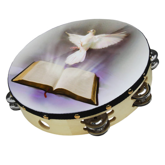 Nippon ATMDOV8 8" Dove and Bible Tambourine