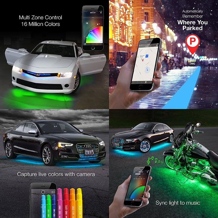 XKGlow KSCARMINI Car Mini LED Accent Light Kit  (6) 10 RGB strips