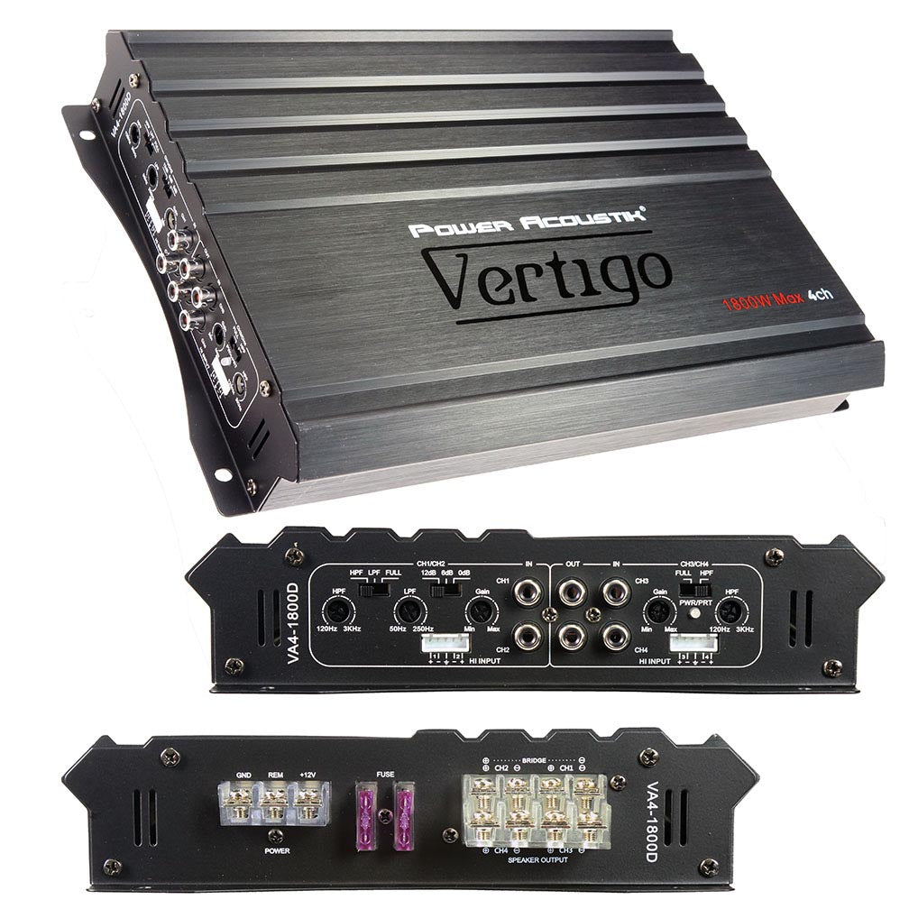 Power Acoustik VA41800D Vertigo Series 4 Channel Amplifier 1800W Max