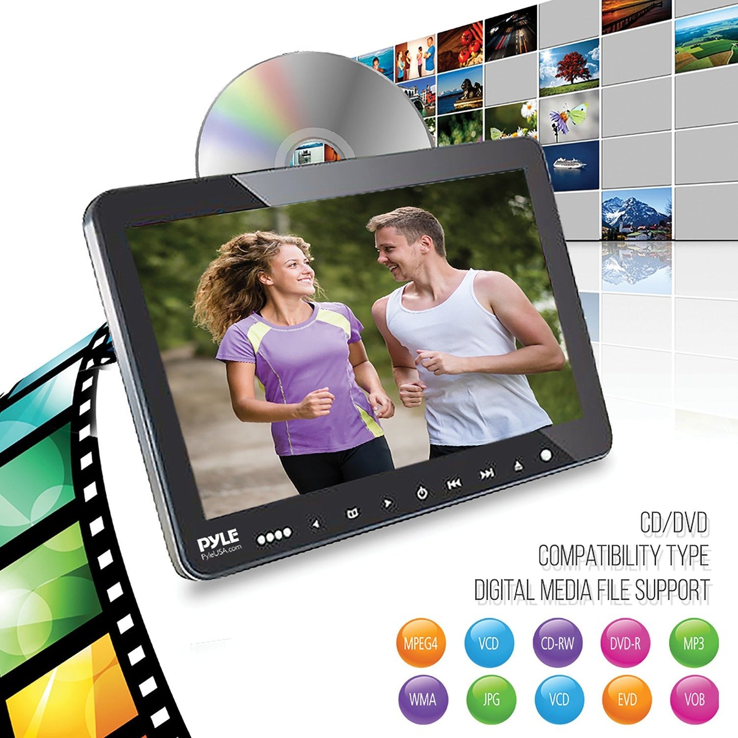 Pyle PLHRDVD90KT 9.4" Car Headrest DVD Player Kit
