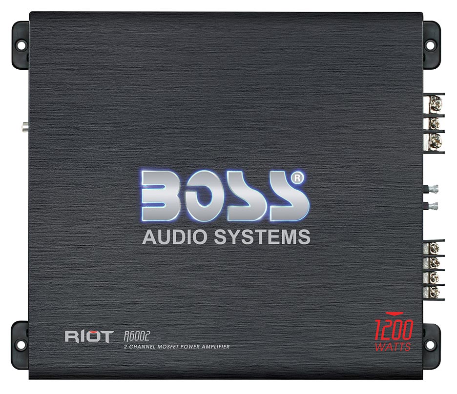 BOSS AUDIO R6002 Riot 1200-Watt Full Range, Class A/B 2 to 8 Ohm Stable 2 Channel Amplifier with Remote Subwoofer Level Control