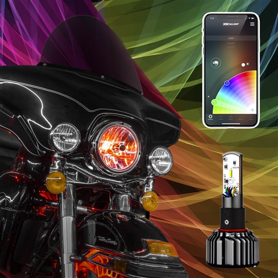 XKGlow XK045003M 2 in 1 Motorcycle LED Headlight Bulb and RGB Devil Eye