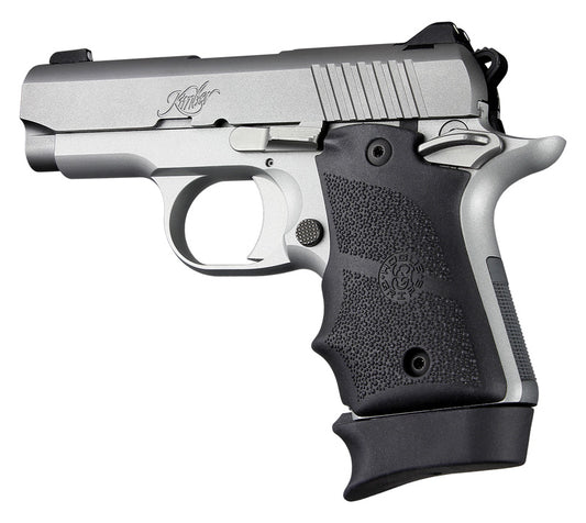 Hogue 39080 Kimber Micro 9 (Ambi Safety): Black Rubber Grip With Finger Grooves