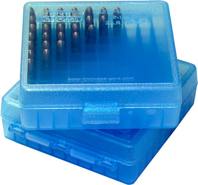 MTM P1002224 Ammo Box 100 Round  .22 LR/25 ACP (Clear Blue)