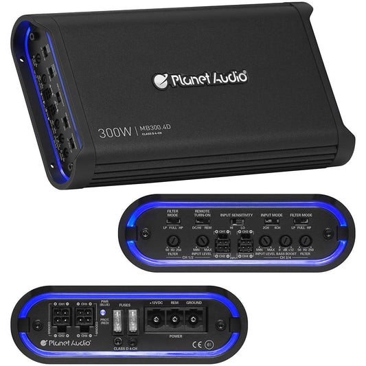Planet Audio MB3004D Mini Bang Series Amp 300 Watts Max Four Channel Digital