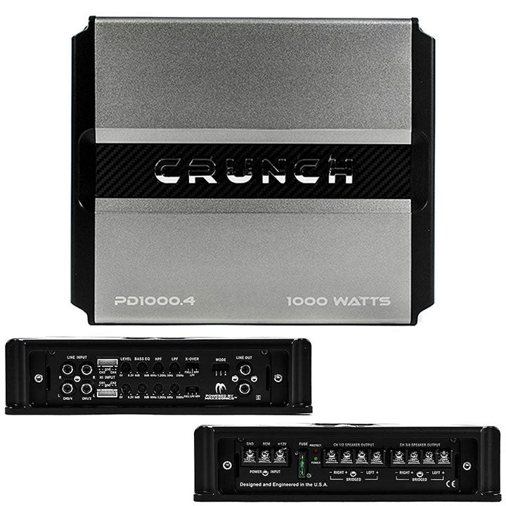 Crunch PD 1000.4 Power Drive Bridgeable Amplifier 1000 Watts Class Ab 4 ch