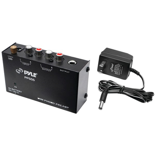 Pyle PP555 Compact Phono Turntable Pre-Amplifier w/ 9V Battery Compartment