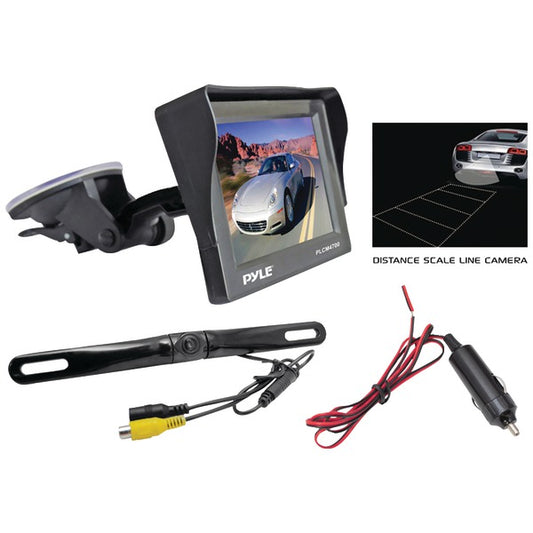 Pyle PLCM4700 4.7" Monitor w/ Rearview License Plate Camera