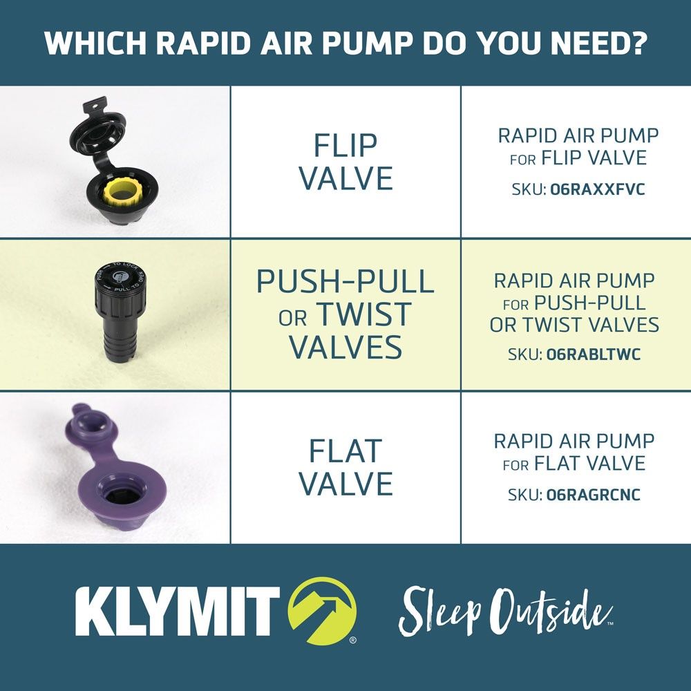Klymit 06RABLTWC Rapid Air pump (push/pull valve)