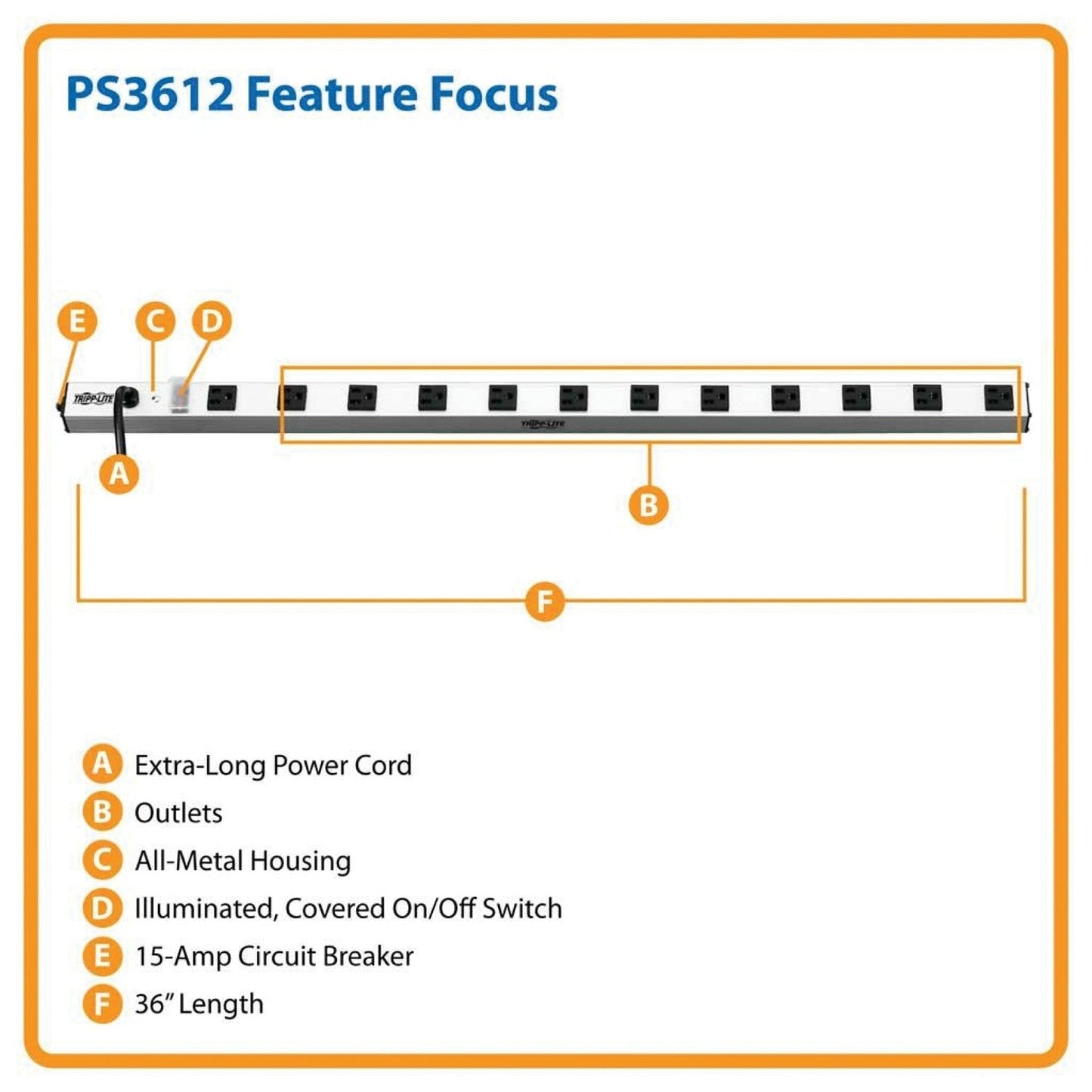 Tripp Lite PS3612 15-Amp Vertical Power Strip (12 Outlet)