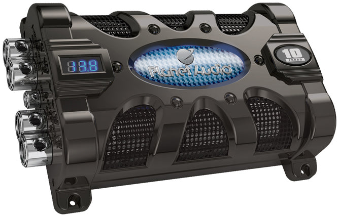 Planet Audio PC10F 10 Farad Capacitor w/ Voltage Display Blue Illumination