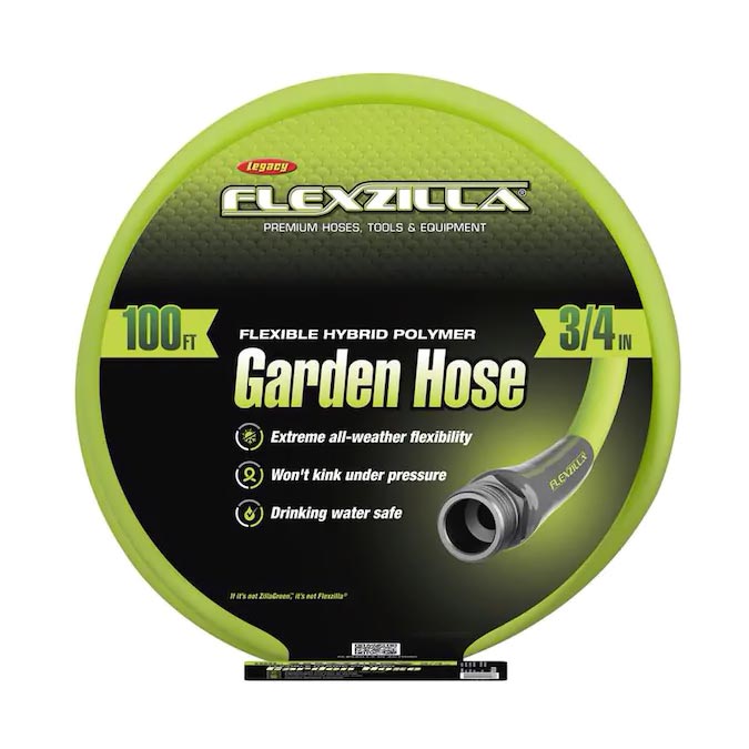 Flexzilla HFZG6100YW Garden Hose 3/4In X 100Ft 3/4In   11 1/2 Ght Fittings
