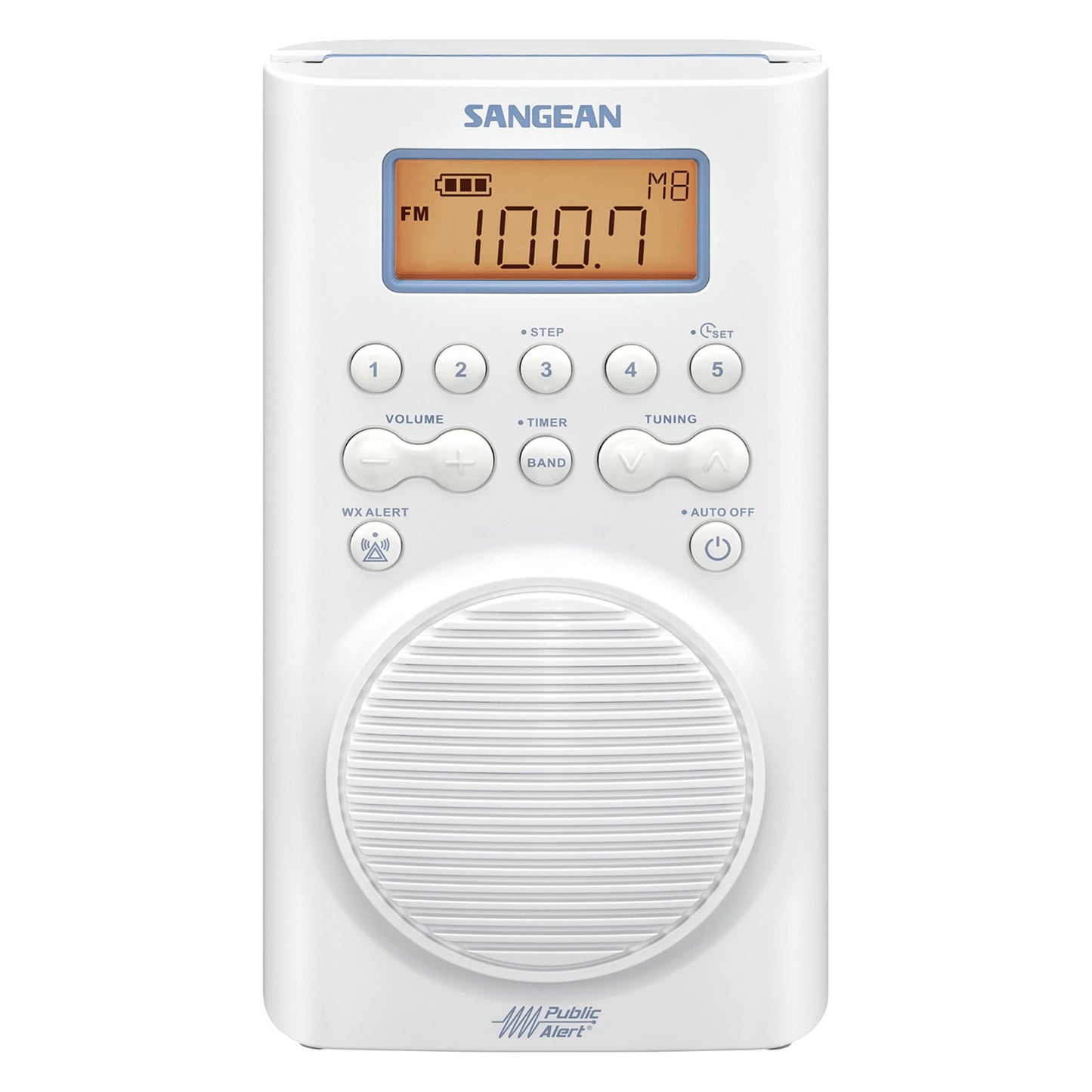 SANGEAN SNGH205 Portable 3-Band AM/FM Waterproof Shower Clock Radio