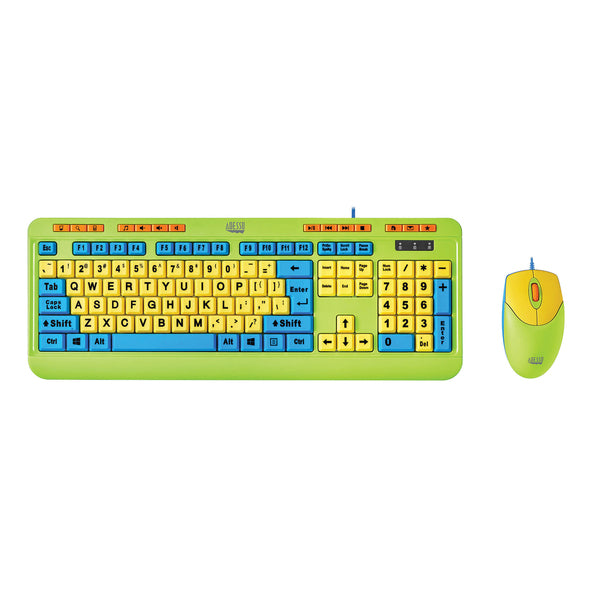 Adesso KAB-132DB 104-Key Antimicrobial Wired Kids Keyboard and Mouse Combo