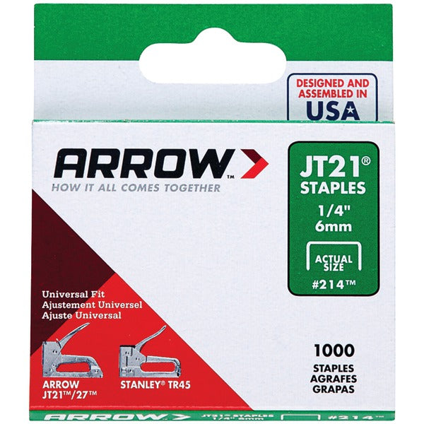 Arrow 21424 JT21 Thin Wire Staples, 1,000 Pack (1/4-Inch)