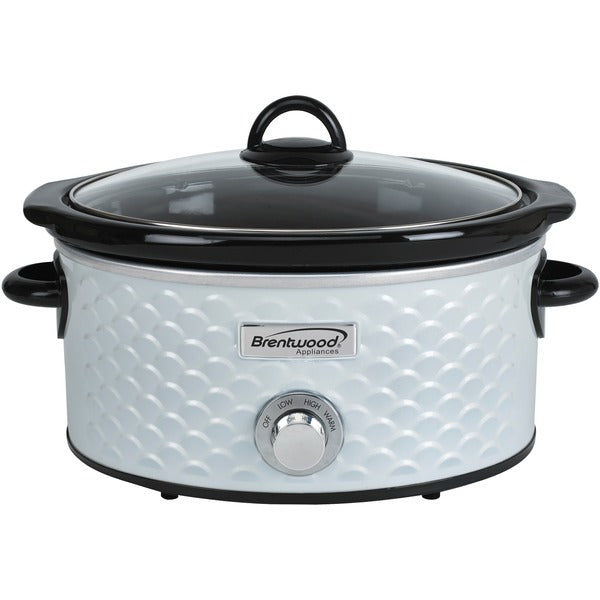 Brentwood SC-140W 4.5-Quart Scallop Pattern Slow Cooker (White)