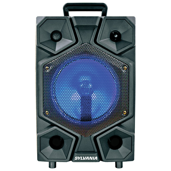 SYLVANIA SPA081-C 8-Inch Bluetooth Tailgate Speaker with FM Radio, LED Lighting