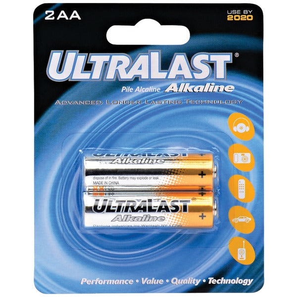 Ultralast ULA2AA ULA2AA AA Alkaline Batteries, 2 pk